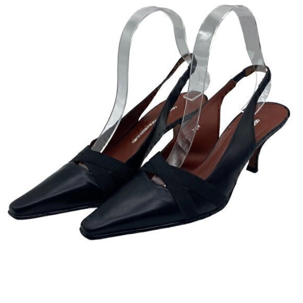 Donald J. Pliner Women Lois Heels Sling Back Pumps Black Leather Point Toe 7.5M